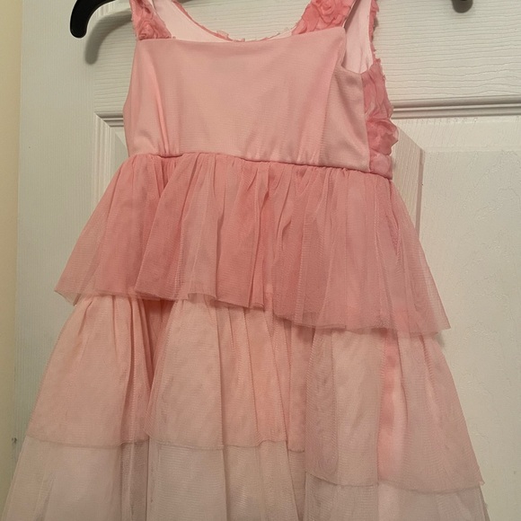 Elegant Pink Rosette Kids Dress - Picture 3 of 5